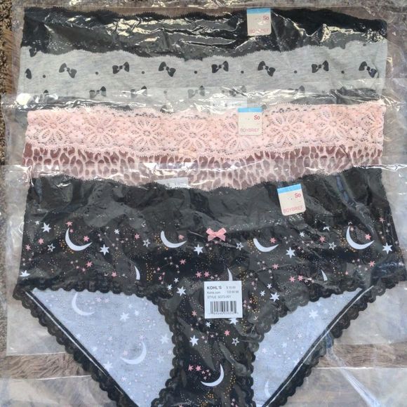 NEW Boybrief Panties 3 Pair!!!! Cute Bows, Stars, and Animal Print 7 / L - Picture 1 of 8